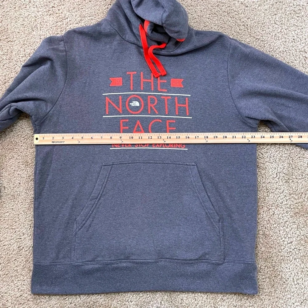The‎ North Face Men's Large Gray Hoodie Graphic Pullover Sweatshirt Orange Grey